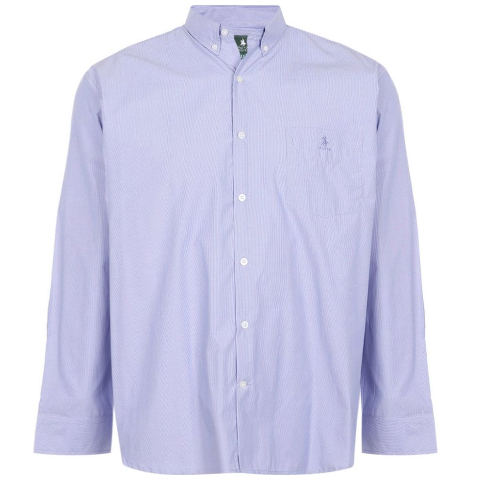 Camisa Manga Larga de Rayas Azul Polo Club para Hombre Plus