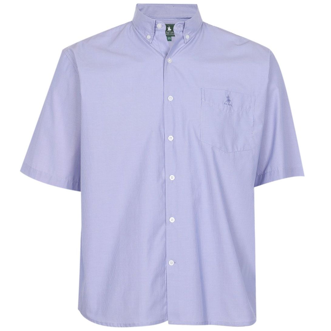 Camisa Manga Corta de Rayas Azul Polo Club para Hombre Plus
