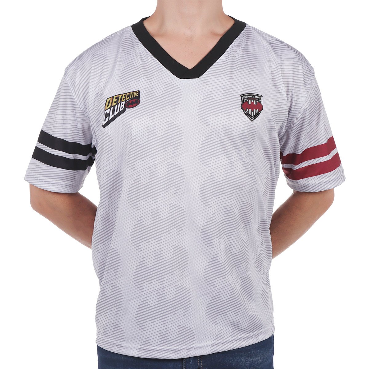 Playera Cuello V Estampado Manga Corta Casual Batman Hombre