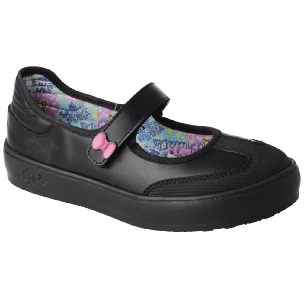 Tenis Flat Escolar Distroller Negro con Ajuste Velcro para Niña