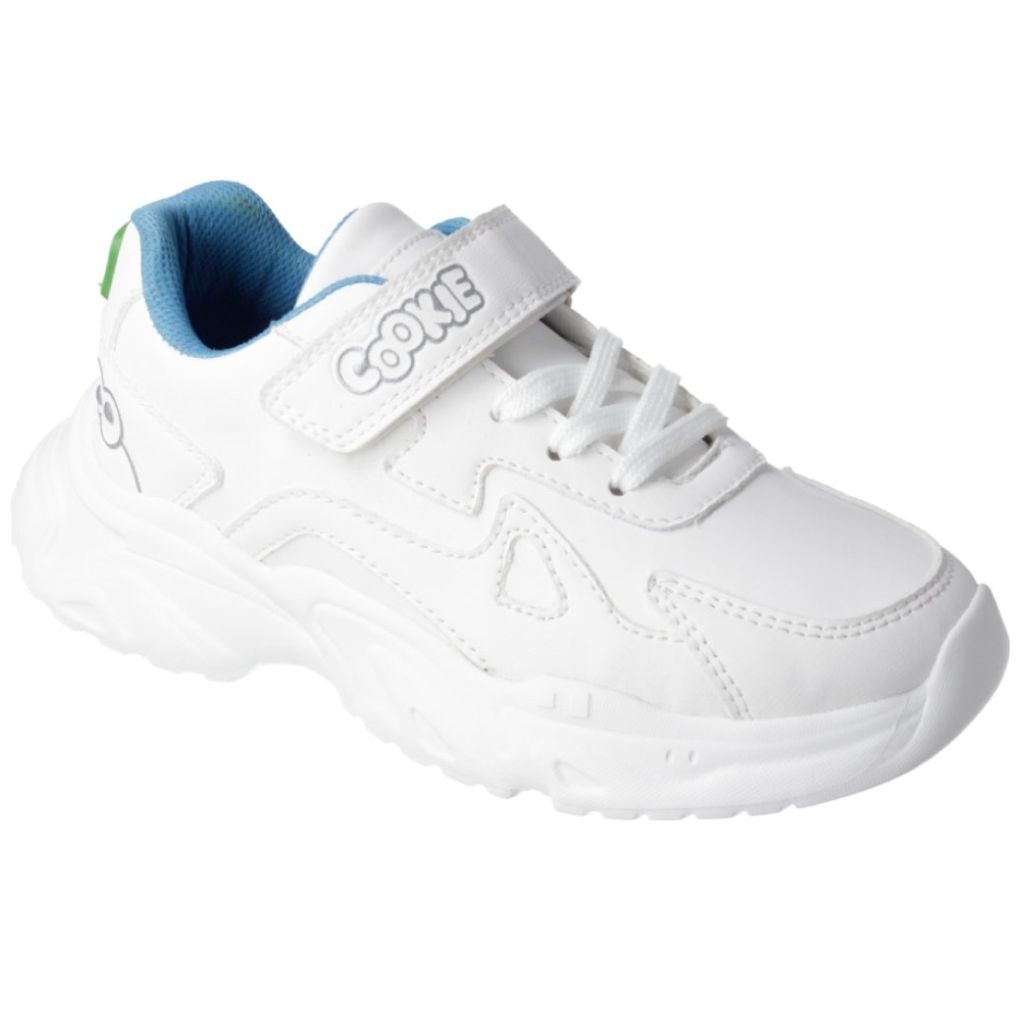 Tenis Escolar con Diseño Plaza Sésamo Cookie Blanco Ajuste Velcro Unisex