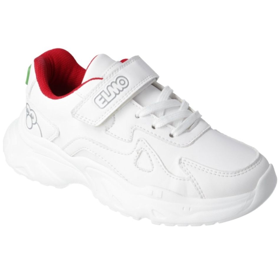 Tenis Escolar con Diseño Plaza Sésamo Elmo Blanco Ajuste Velcro Unisex