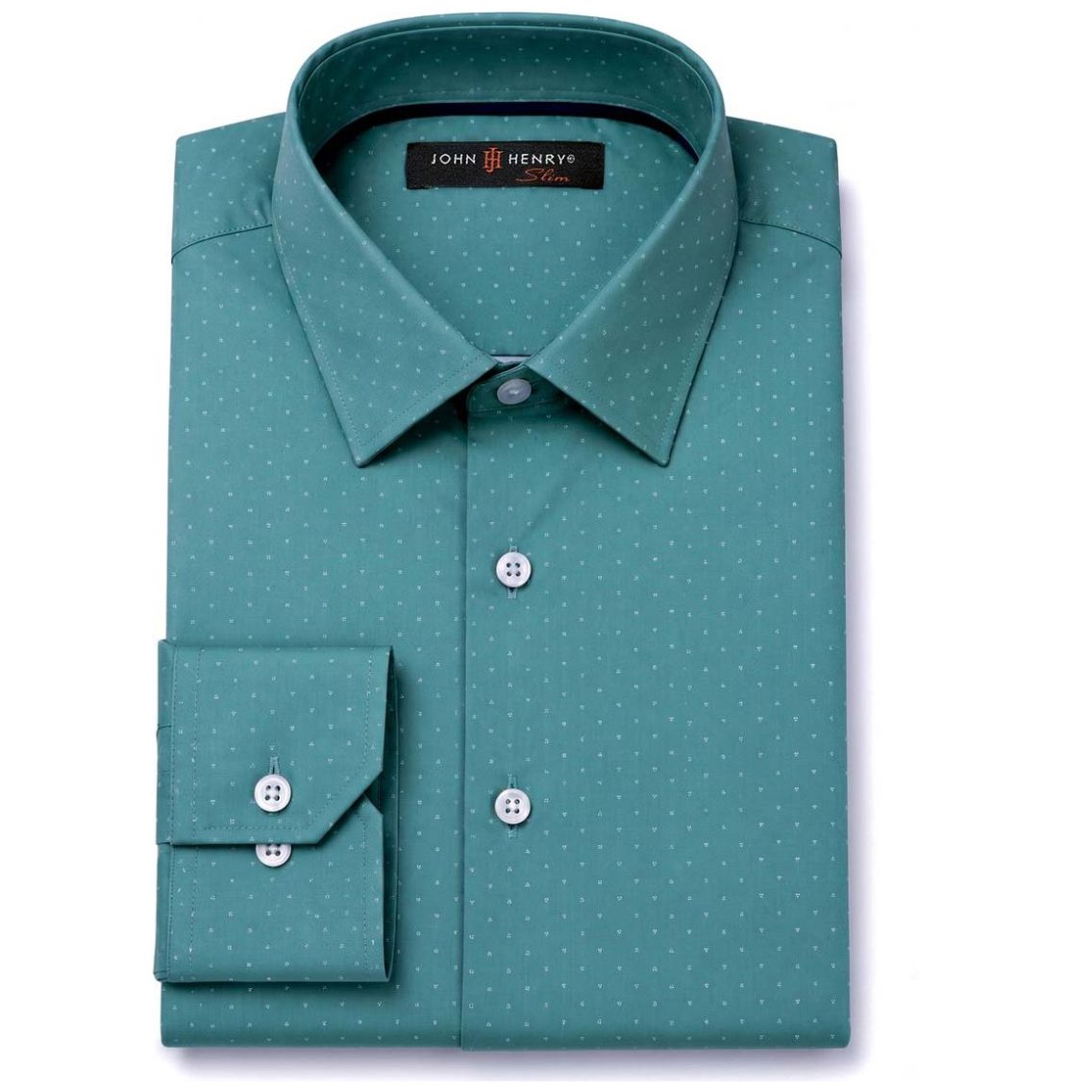 Camisa Slim Puntos Azul John Henry Manga Larga para Hombre Plus