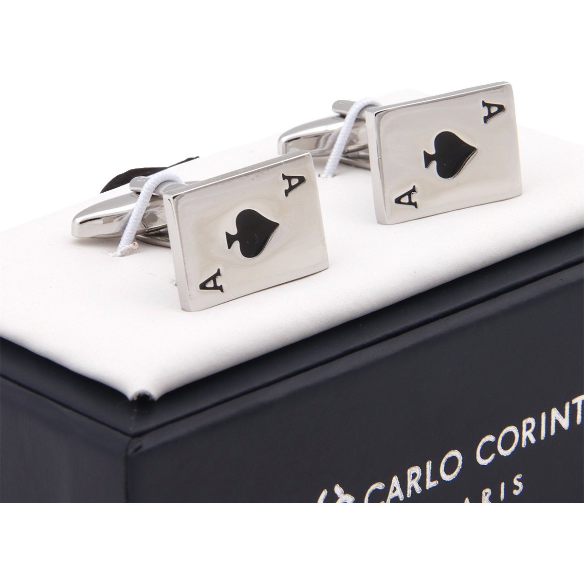 Mancuernillas As de Picas Plata Latón Carlo Corinto para Hombre