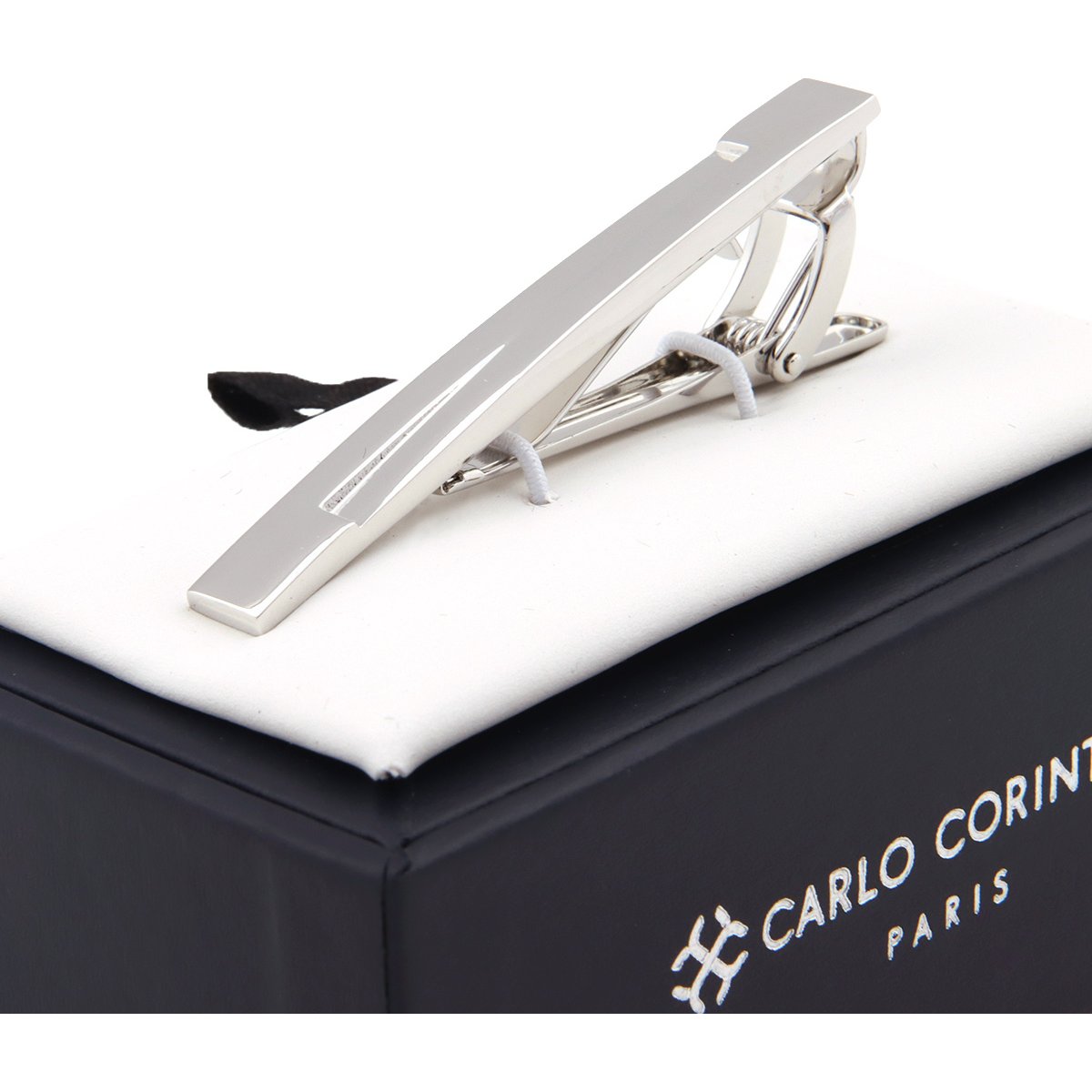 Pisacorbatas Latón Rodio Elegante Carlo Corinto para Hombre