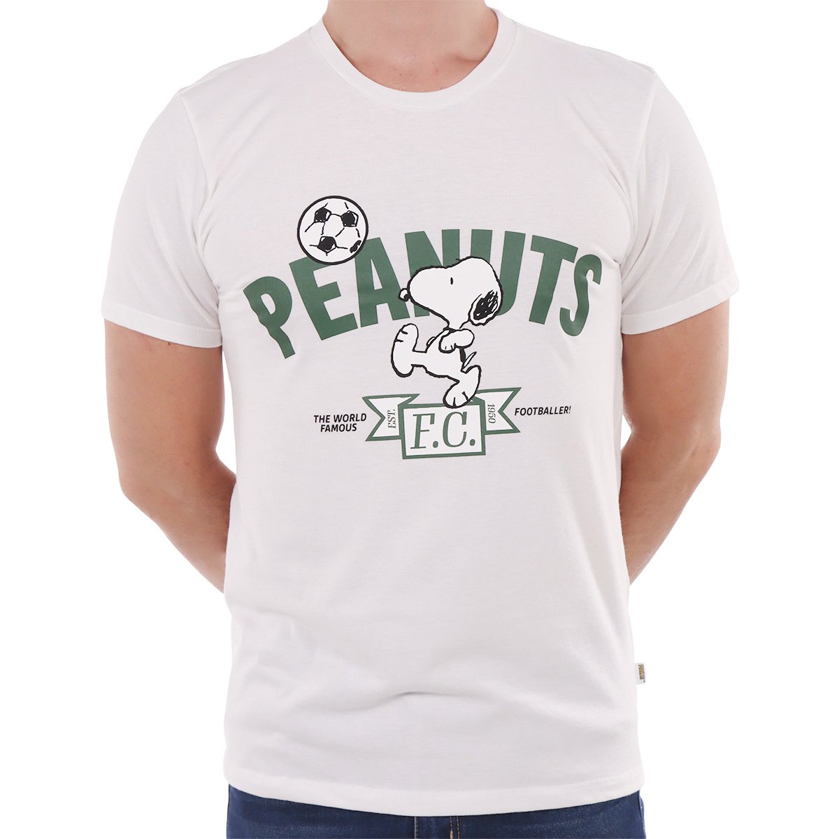 Playera Fútbol "peanuts" Manga Corta Casual Snoopy Hombre