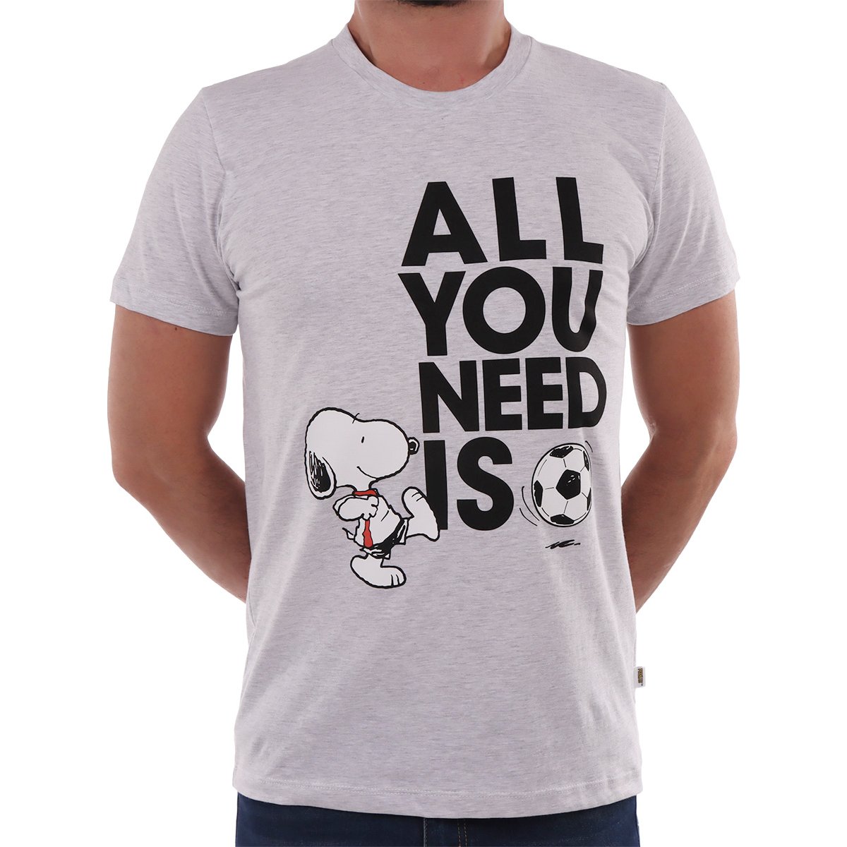 Playera Manga Corta Gráfico Fútbol Snoopy para Hombre