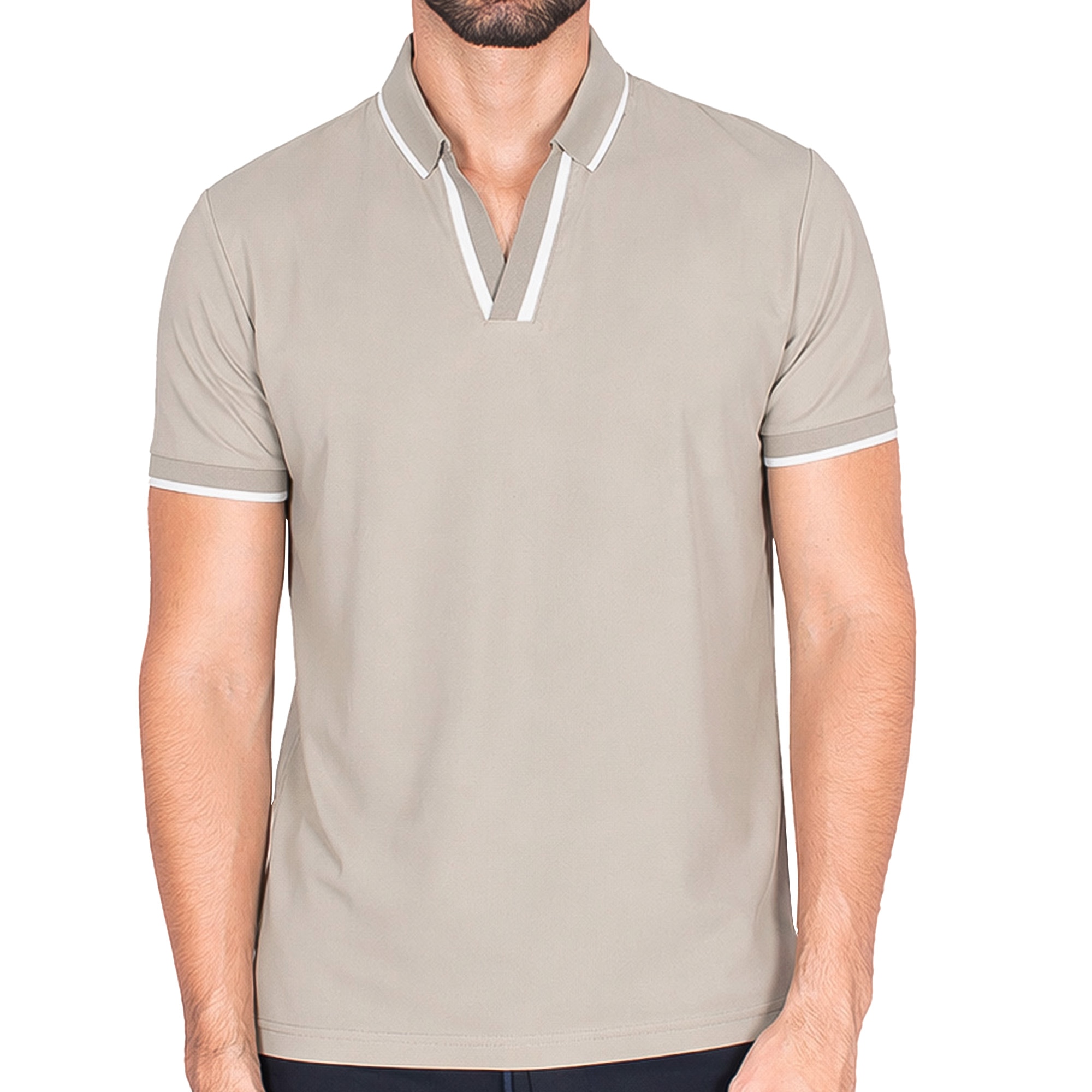 Playera Polo Cuello Johnny con Líneas Contraste Generra Manga Corta para Hombre