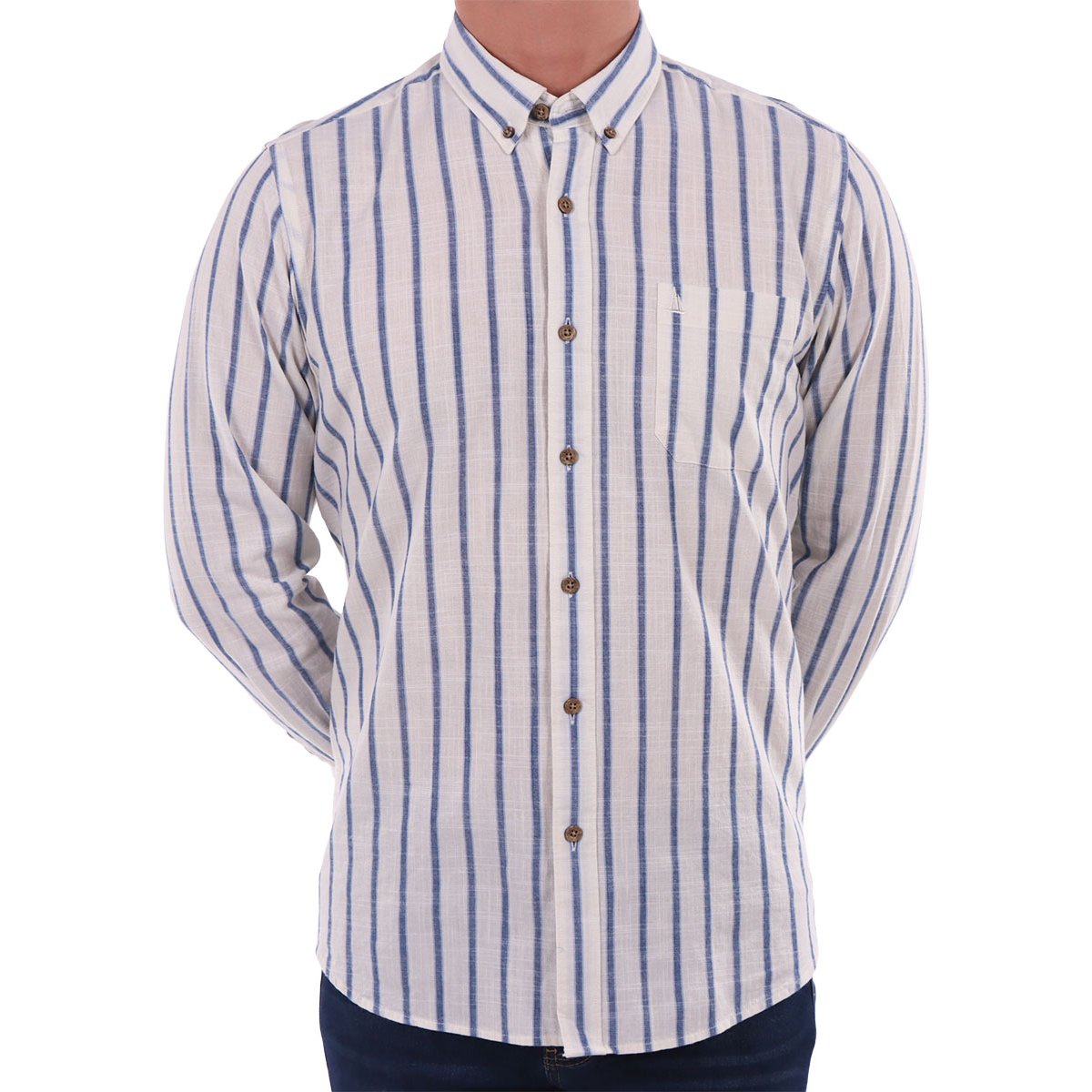Camisa Rayas Manga Larga Algodón Casual Regatta para Hombre