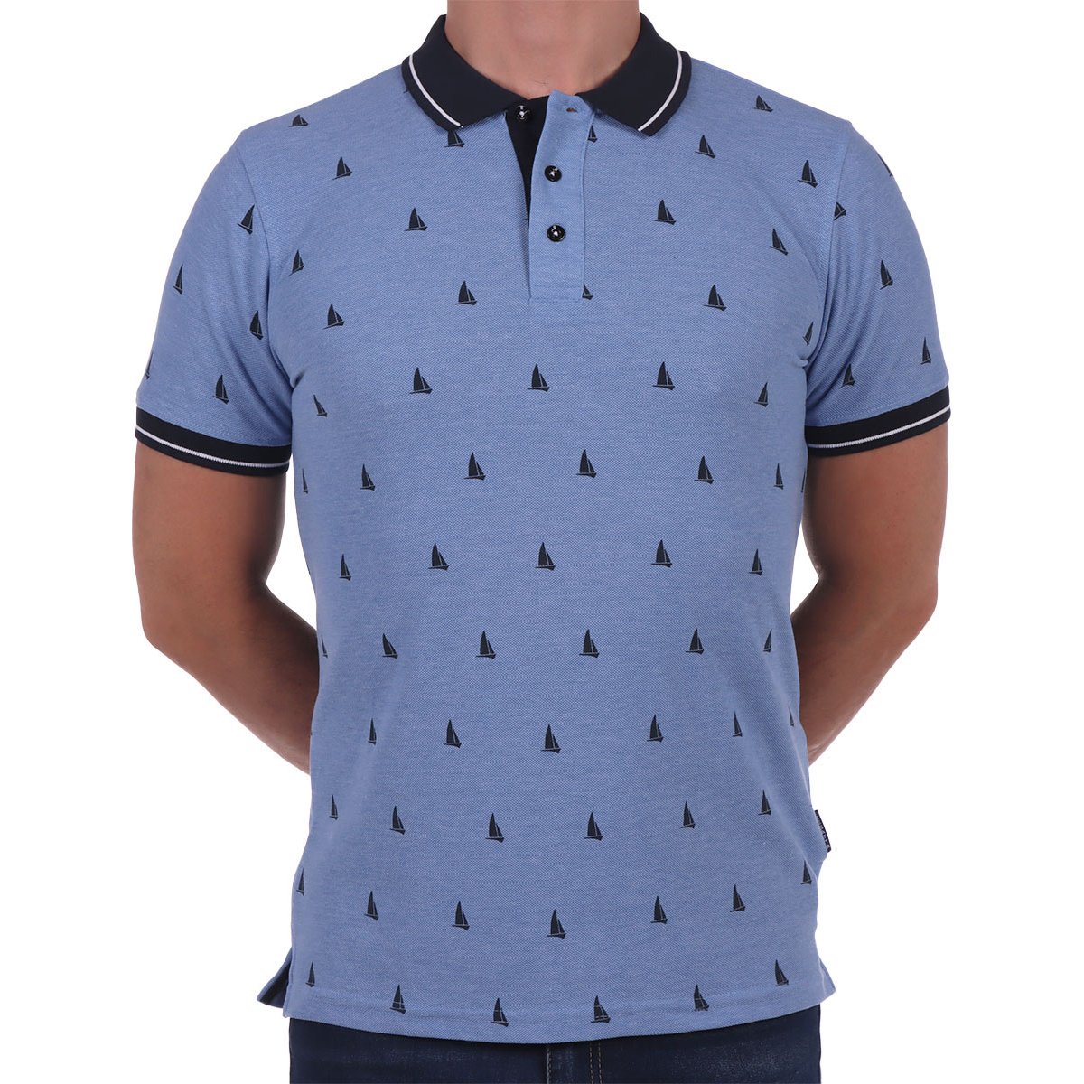 Playera Polo Manga Corta Estampado Veleros Regatta Hombre
