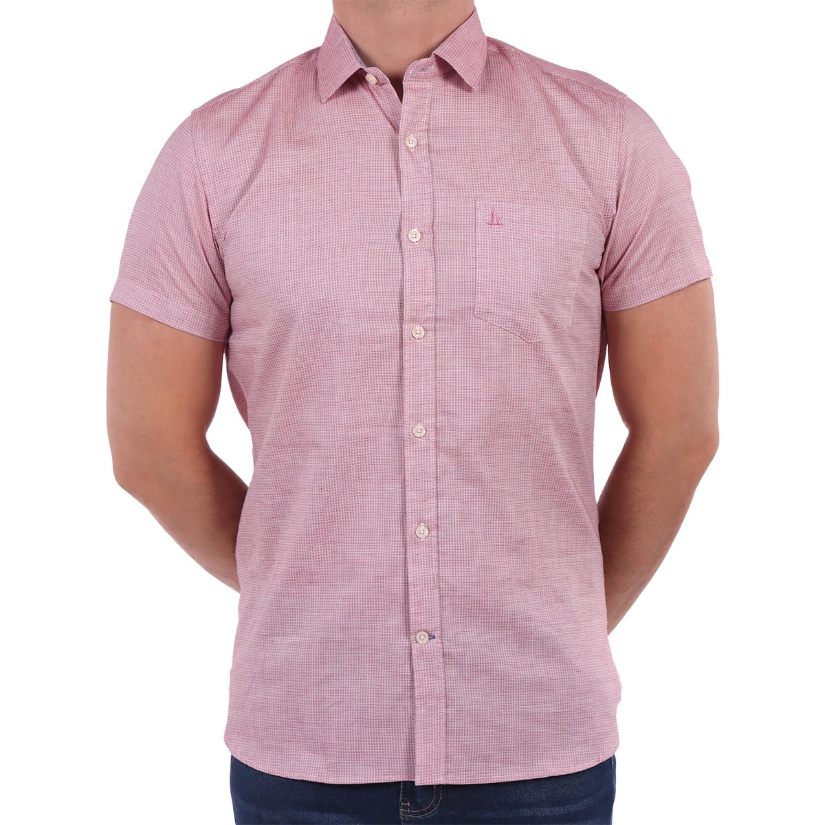 Camisa Slim Fit Manga Corta Algodón Logo Regatta Hombre