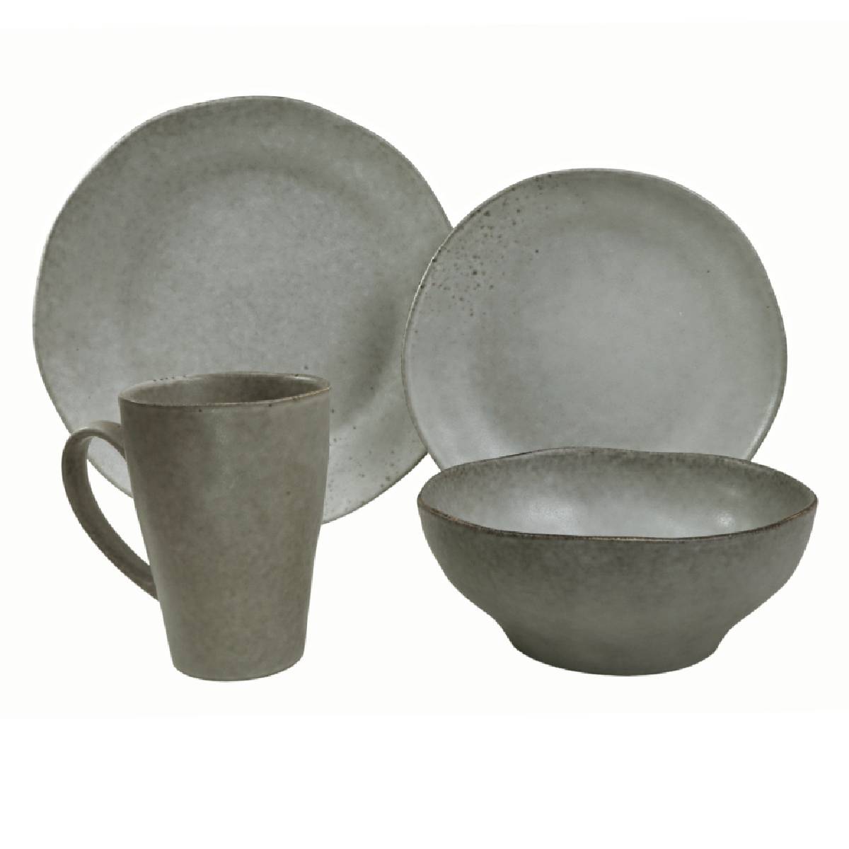 Set Vajilla 16 Pz Stoneware Irregular Gris