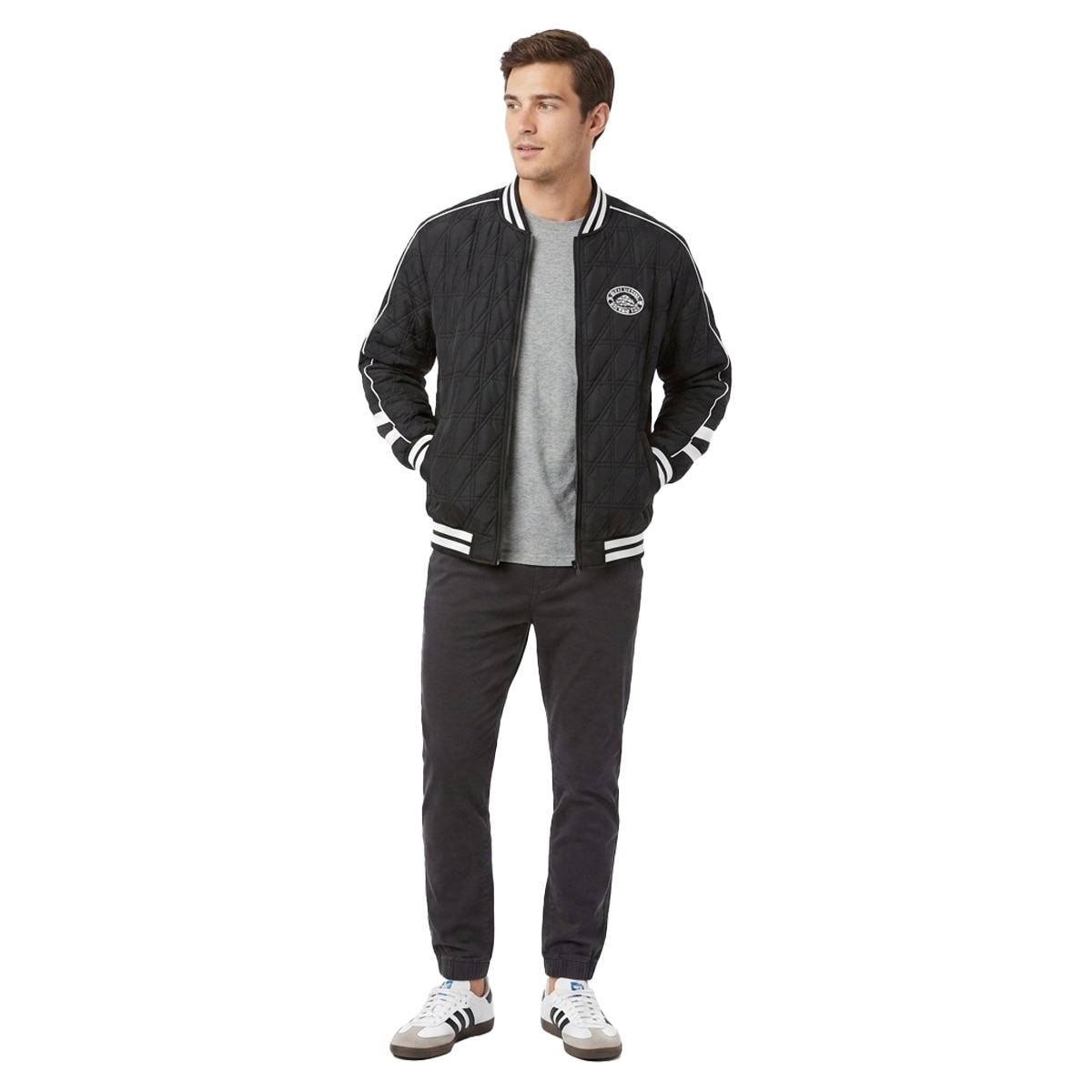 Chamarra Bomber Acolchada Forever 21 Negro para Hombre
