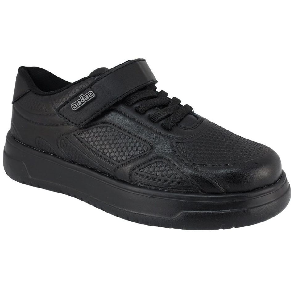 Tenis Escolar Audaz Negro Ajuste Velcro para Niño