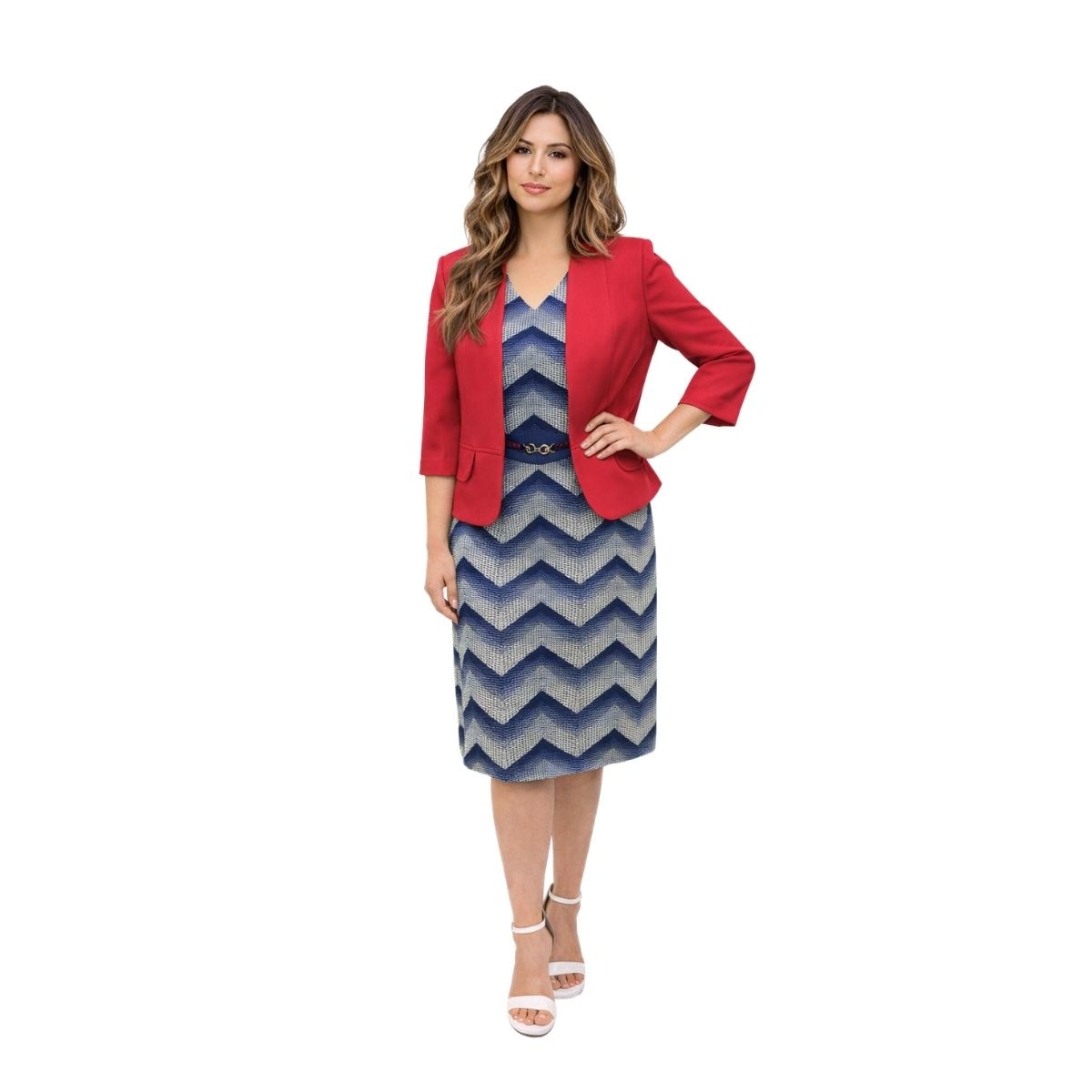 Conjunto de Vestido Estampado con Saco Liso la Difference para Mujer