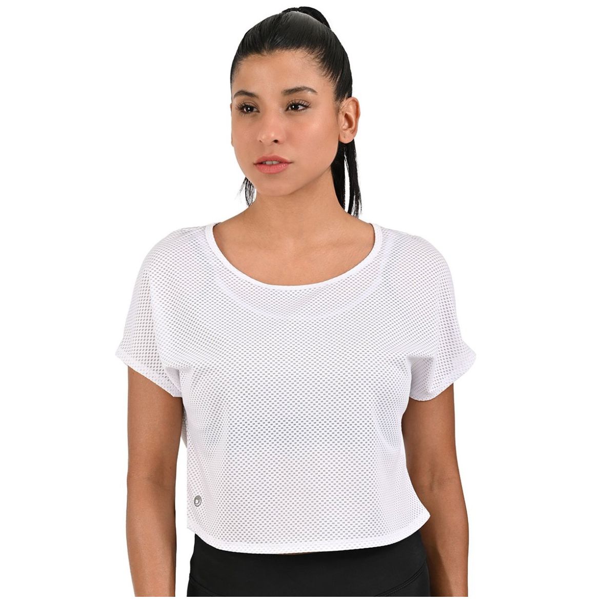 Blusa Deportiva en Mesh Espalda Descubierta Sho Shi Manga Corta para Mujer