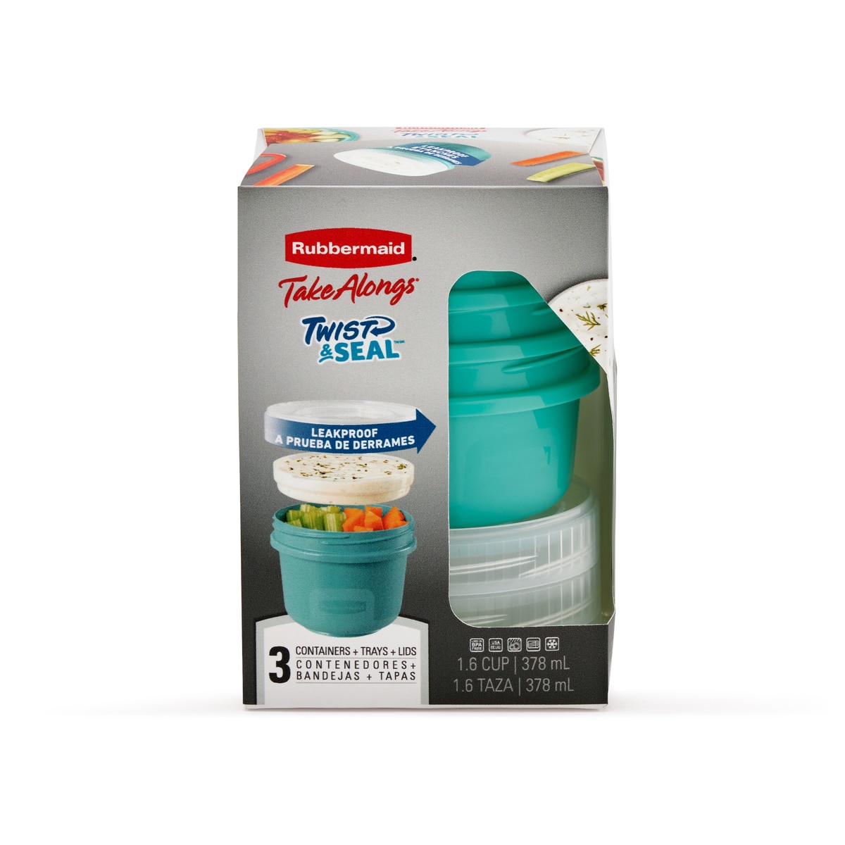 Set Contenedores Rubbermaid 378 Ml 3 Piezas