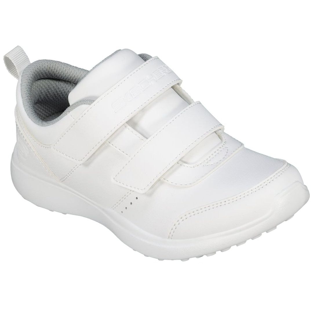 Tenis Escolar Skechers Back To School Microstrides Blanco Ajuste Doble Velcro para Niña