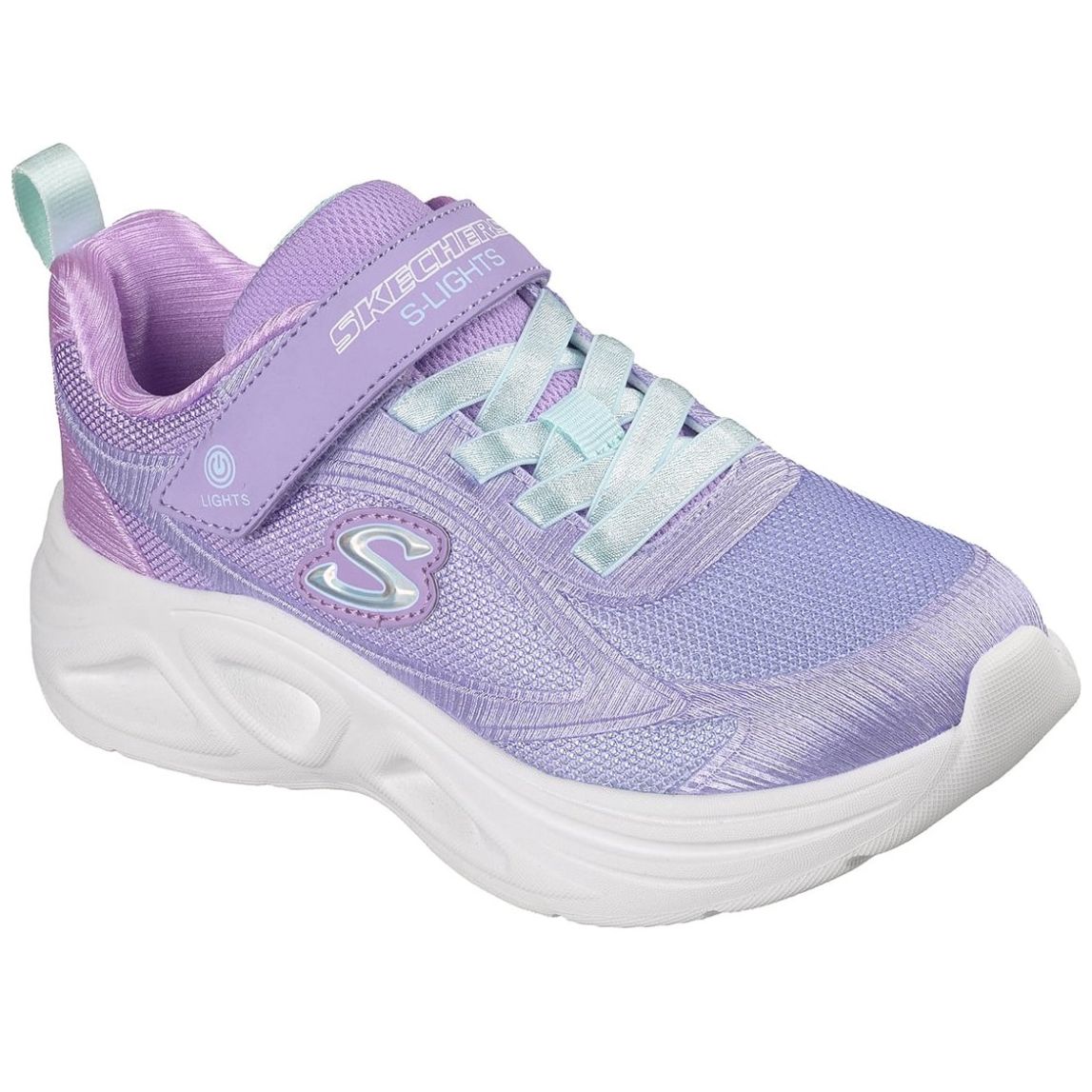 Tenis con Luces Skechers S‑Lights Sola Glow 2.0 Dazzle Steps Morado para Niña