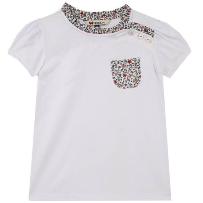 Playera Manga Corta Ketta Cuello Floreado Ferrioni para Niña