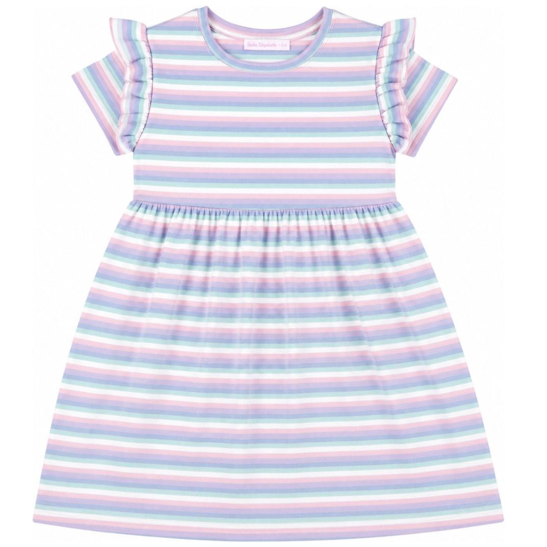 Vestido Rib Rayas Pastel Manga Corta Bethaelizabetha Niña