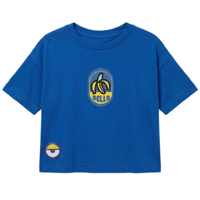 Playera Crop con Diseño Minions Manga Corta para Niña