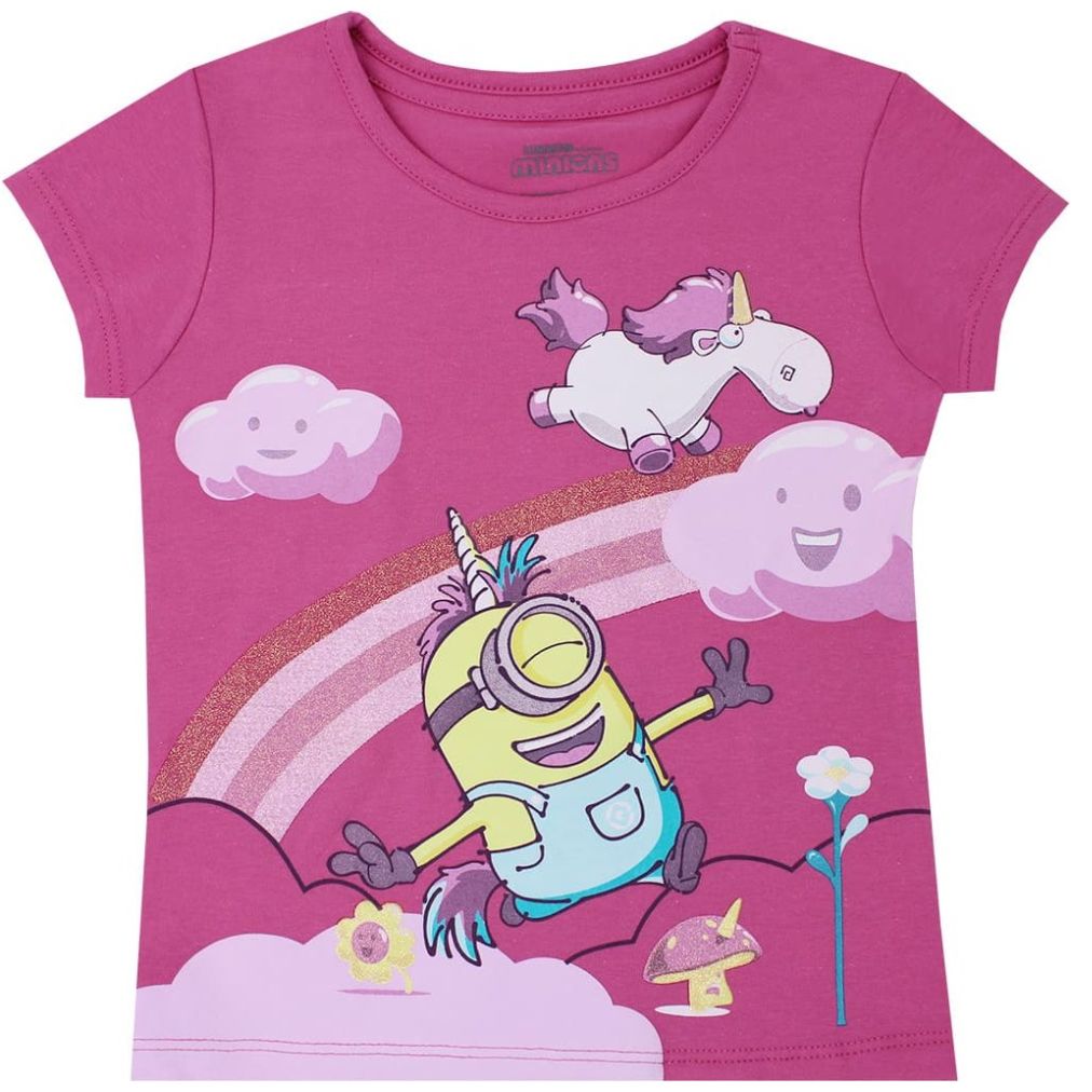 Playera Manga Corta con Diseño Minions para Niña