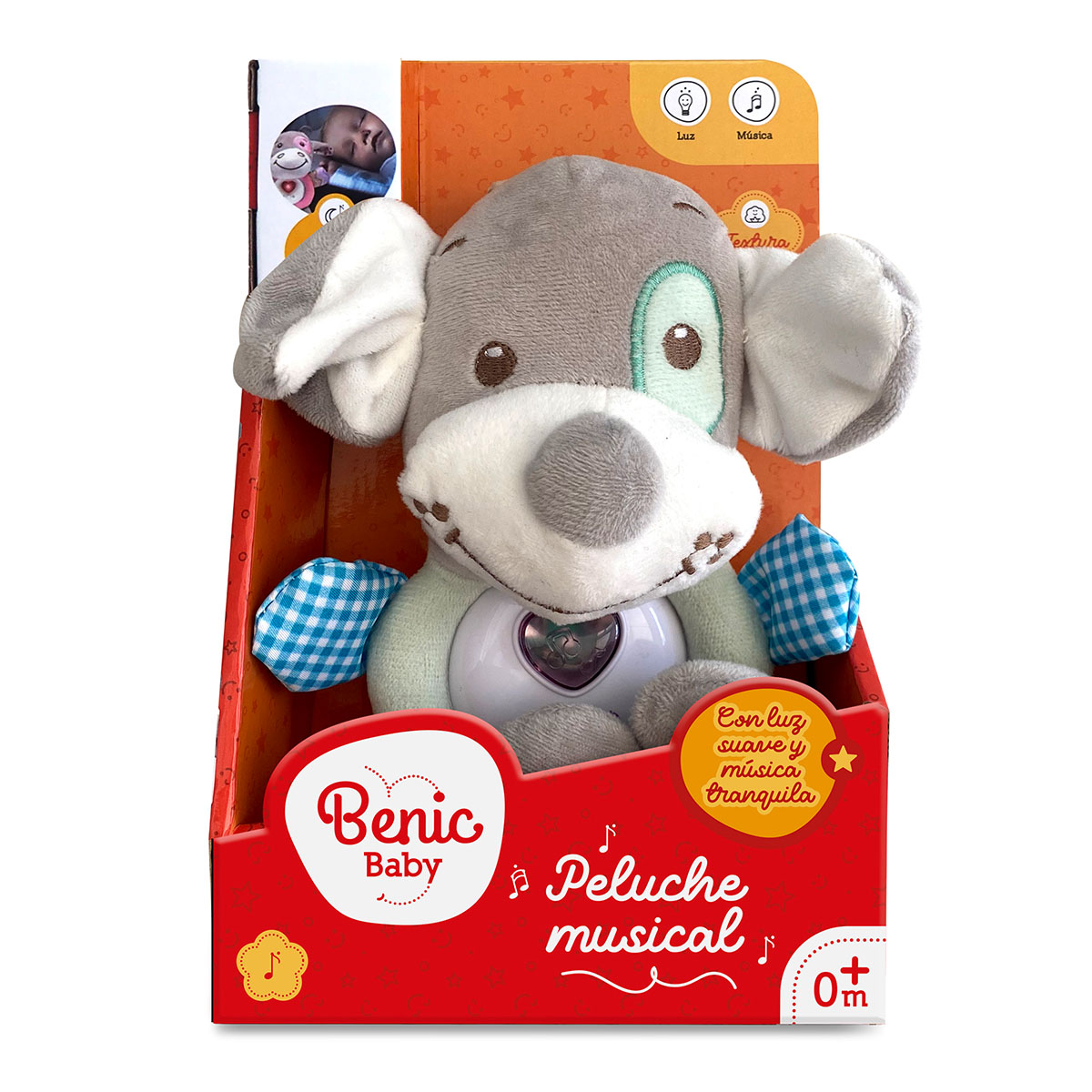 Benic Baby Perro Gris de Peluche con Luz Y Música