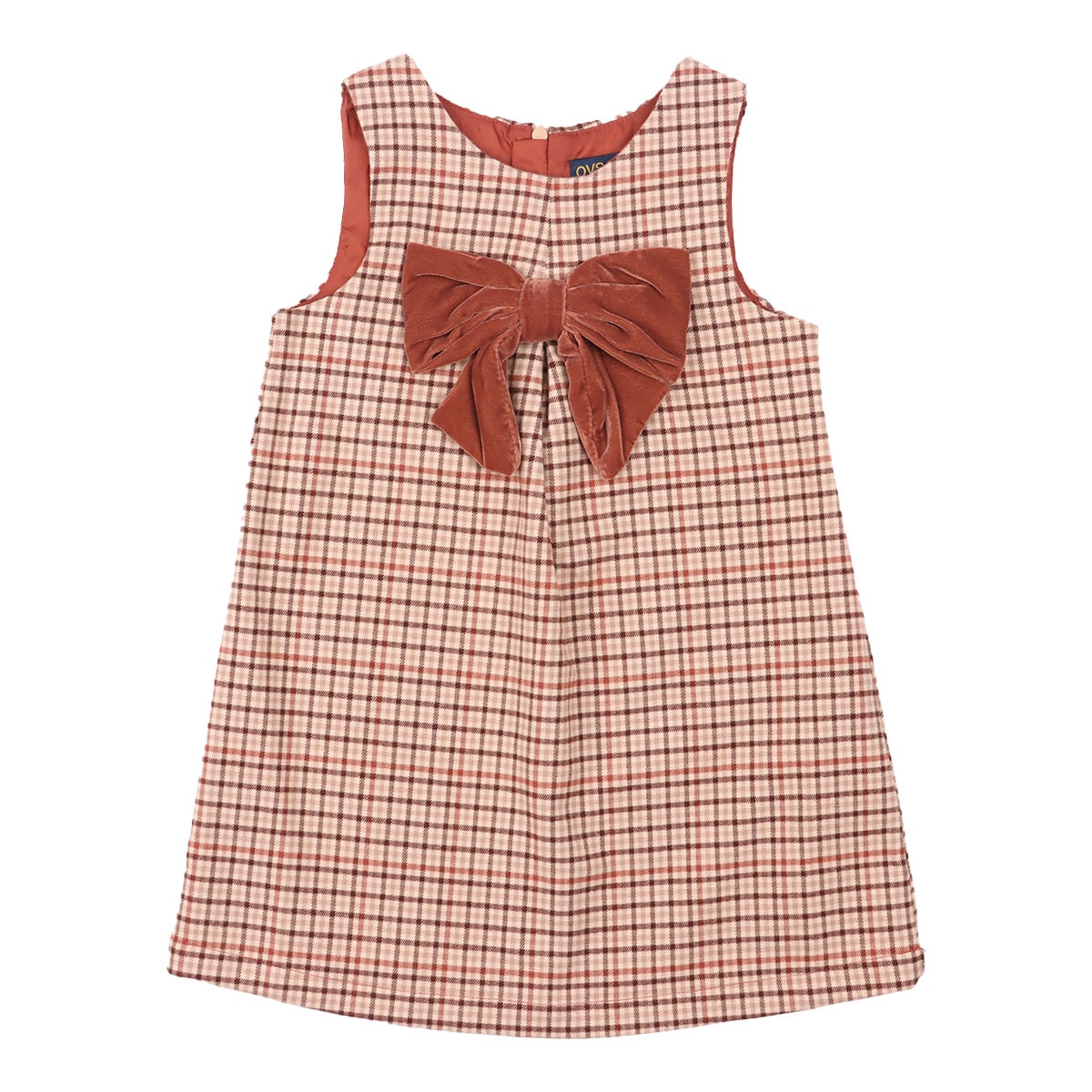 Vestido Cuadros Lazo Terciopelo Casual Ovs Niña Toddler