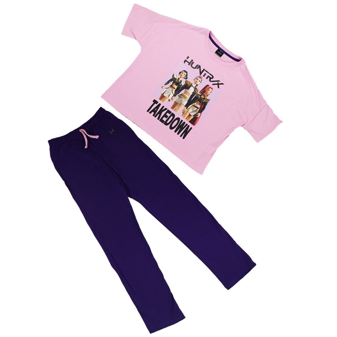 Pijama de Playera Manga Corta y Pantalón con Diseño Kpop Netflix para Niña