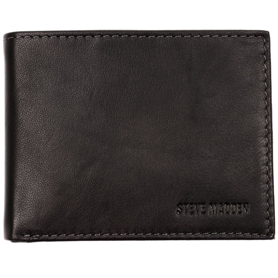 Billetera de Piel Color Negro Steve Madden para Hombre
