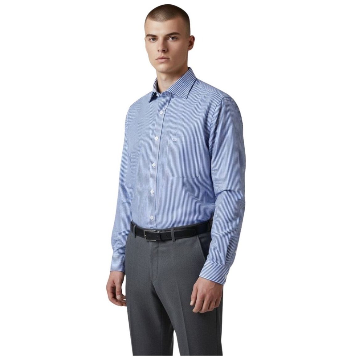 Camisa de Vestir Azul Obscuro Rayas Oscar de la Renta Manga Larga para Hombre