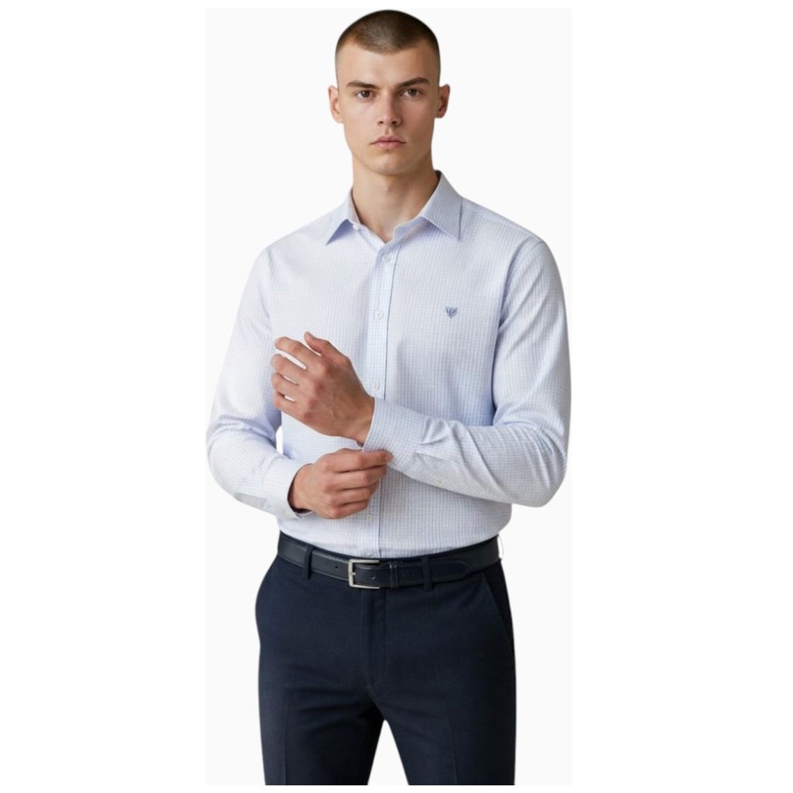 Camisa de Vestir Azul de Rayas Chaps Manga Larga para Hombre