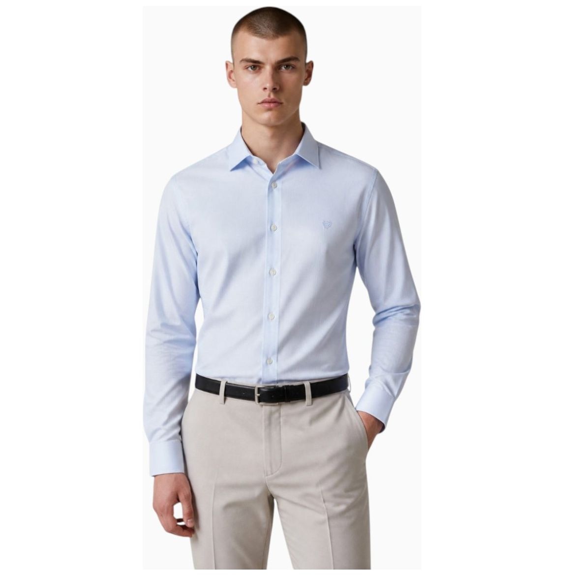 Camisa de Vestir Azul Claro Lisa Chaps Manga Larga para Hombre