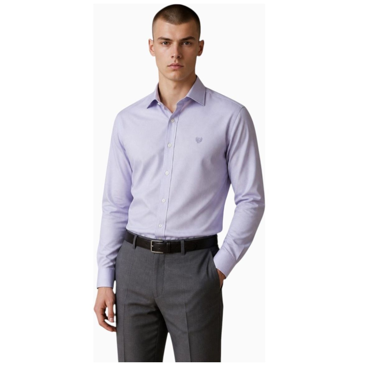 Camisa de Vestir Morada Lisa Chaps Manga Larga para Hombre