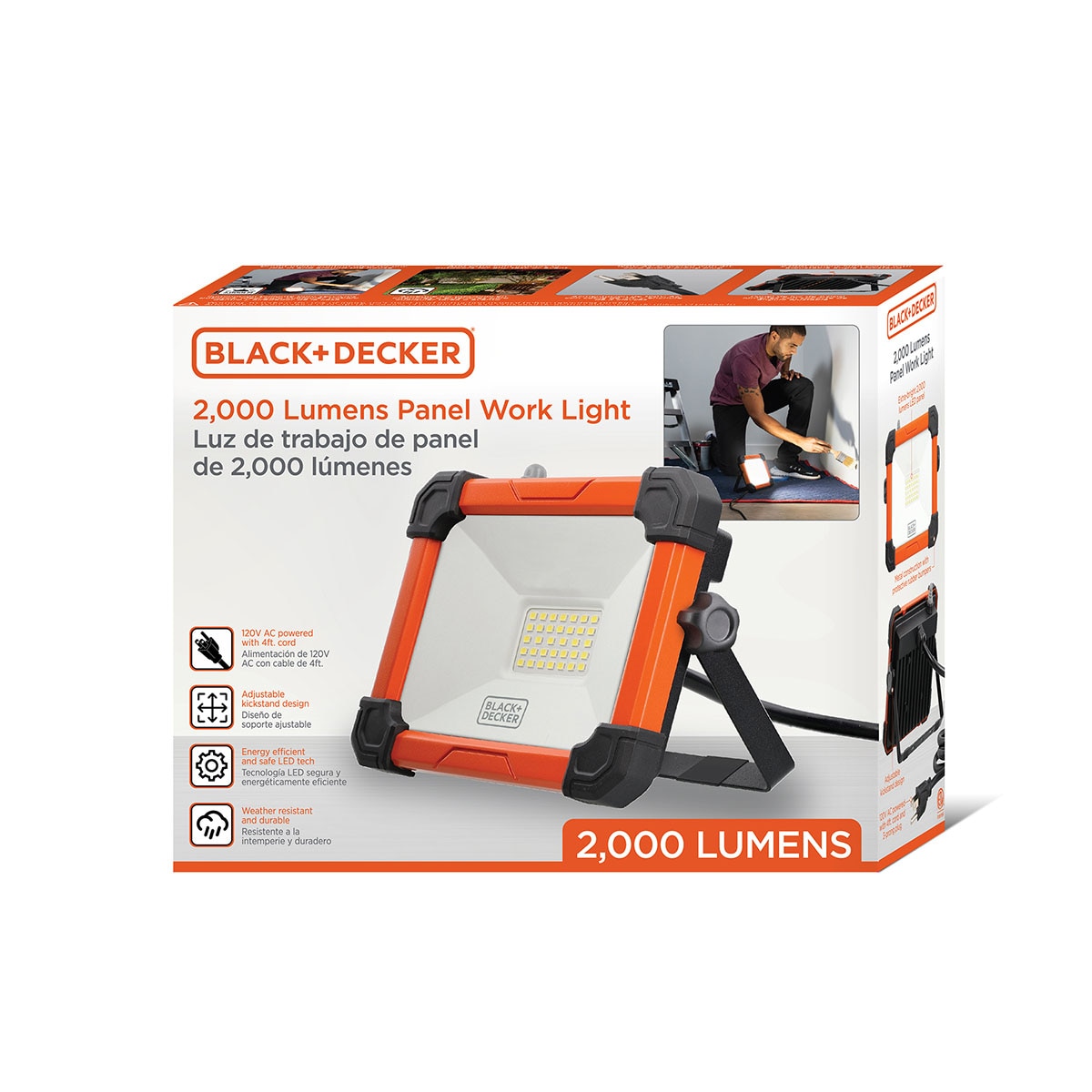 Panel de Luz Black + Decker de 2000 Lúmenes con Alimentación de Ca