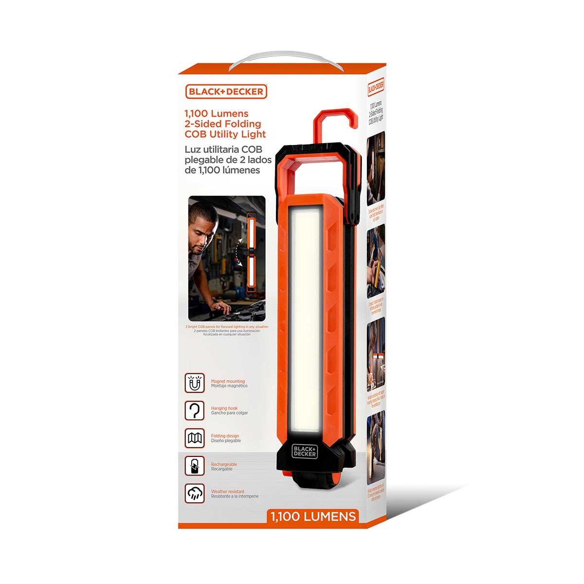 Barra de Luz Magnética Plegable Multiusos Black + Decker de 1100 Lúmenes