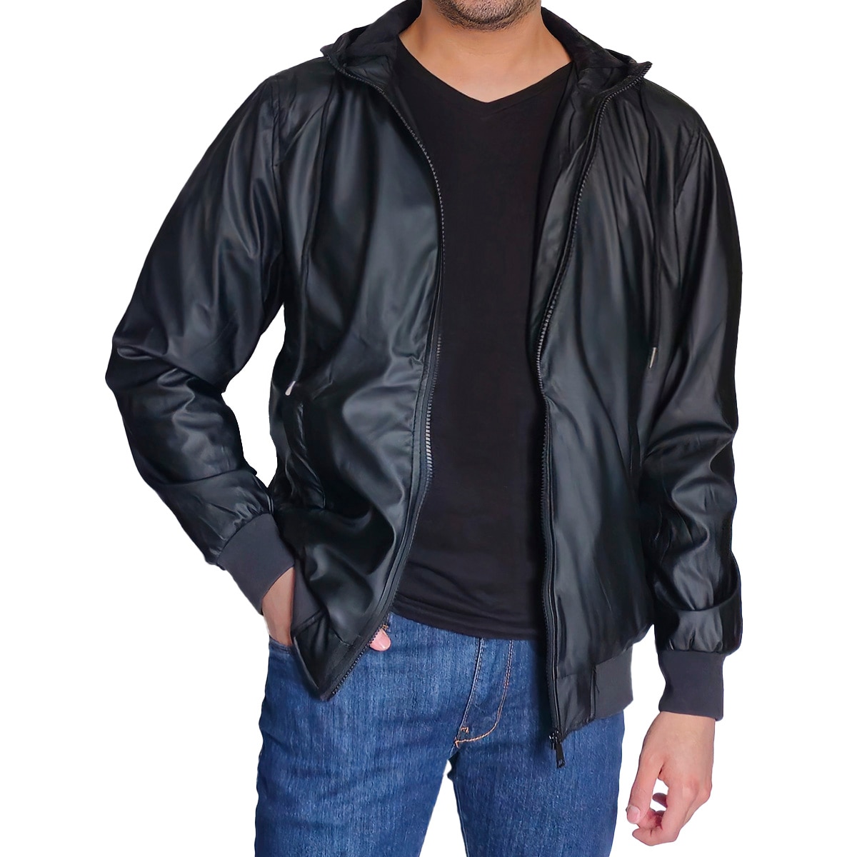 Chamarra Impermeable U Sport Negro con Forro para Hombre