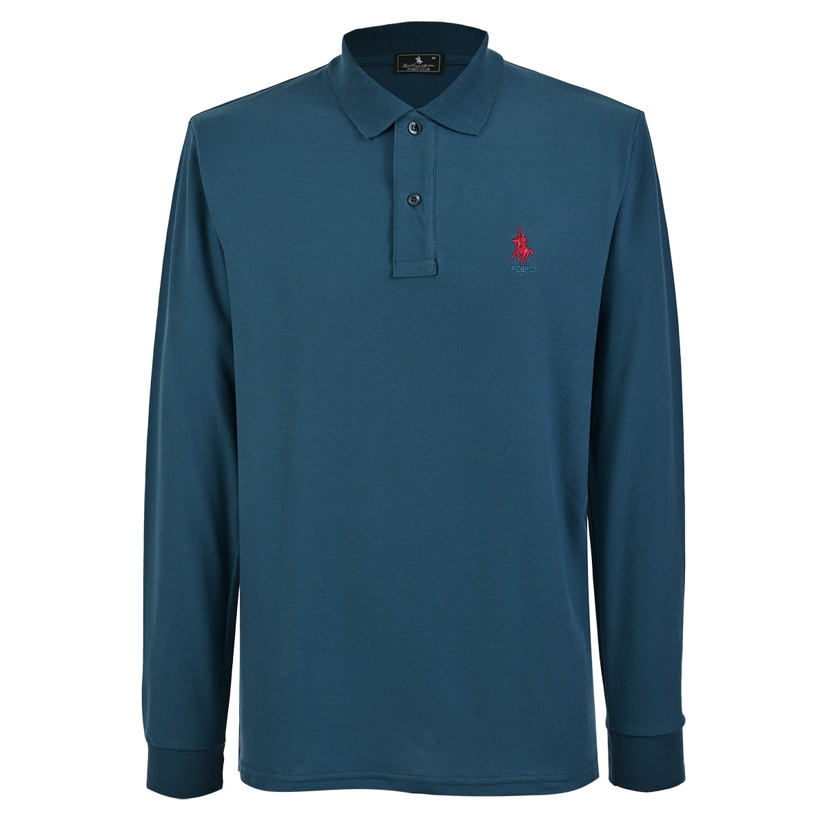 Playera Polo Azul Petróleo Manga Larga con Diseño Polo Club para Hombre