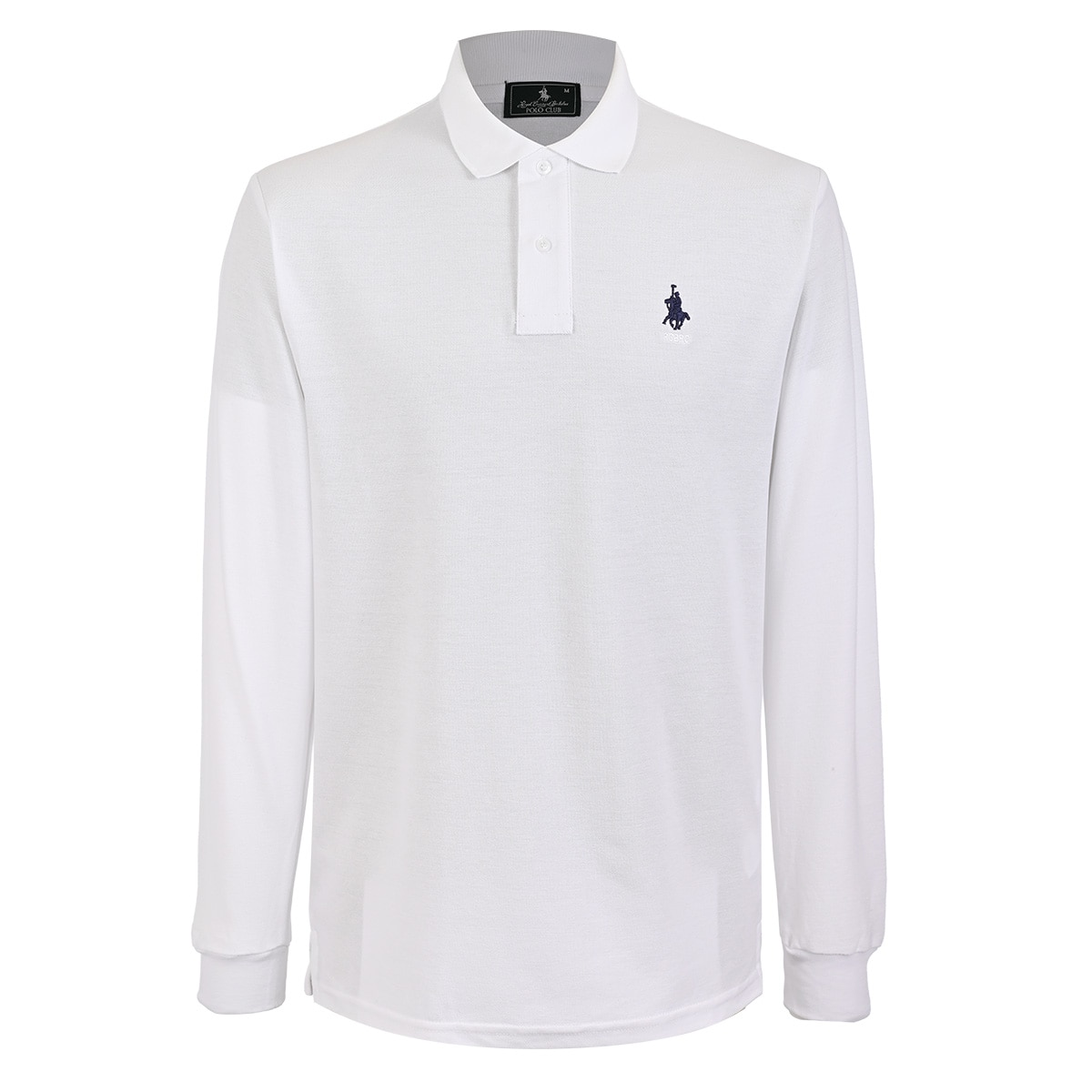 Playera Polo Blanco Manga Larga con Diseño Polo Club para Hombre