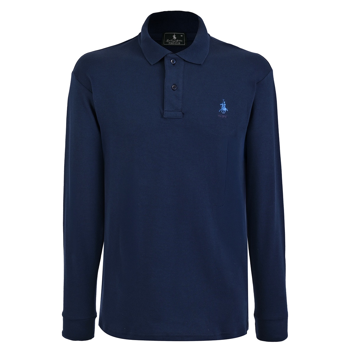Playera Polo Azul Marino Manga Larga con Diseño Polo Club para Hombre