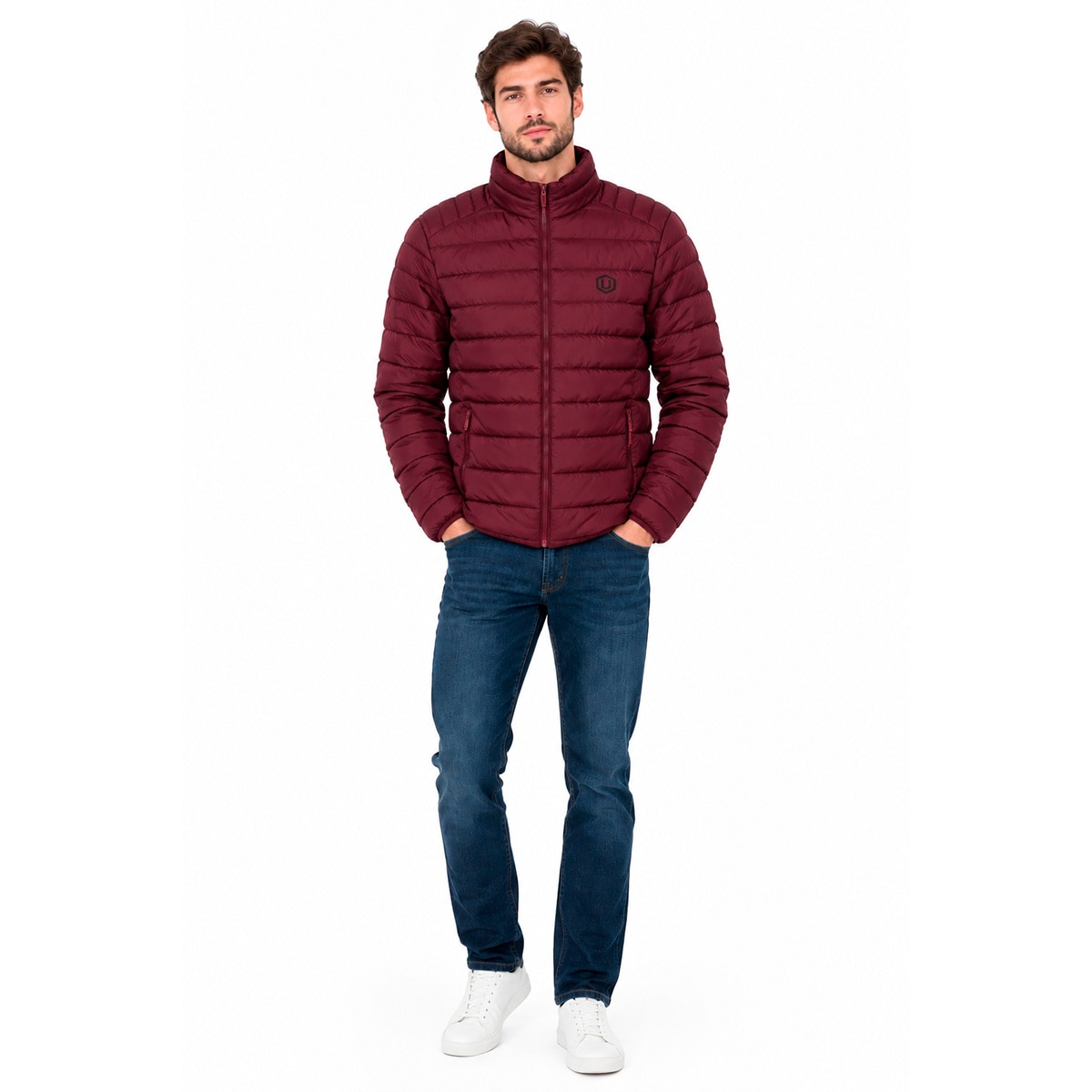 Chamarra Capitonada Doble Vista U Sport Rojo para Hombre