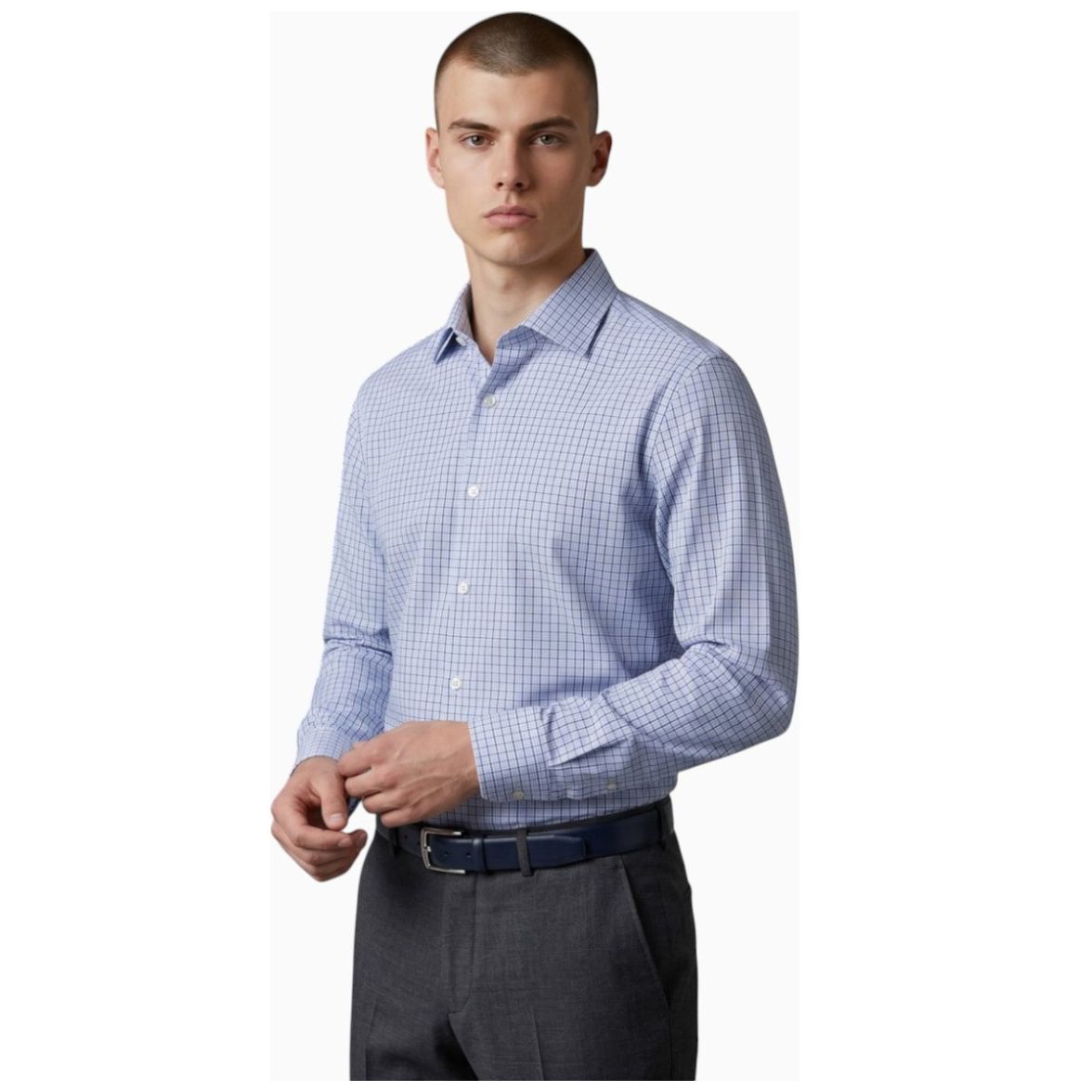Camisa de Vestir Azul Kenneth Cole New York Manga Larga para Hombre