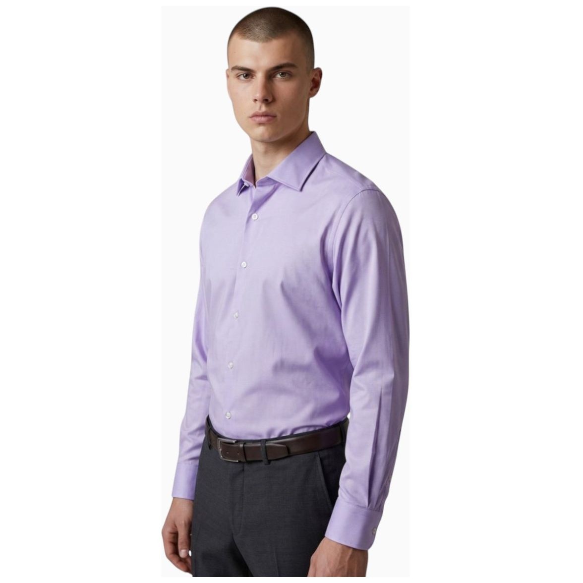 Camisa de Vestir Lila Kenneth Cole New York Manga Larga para Hombre
