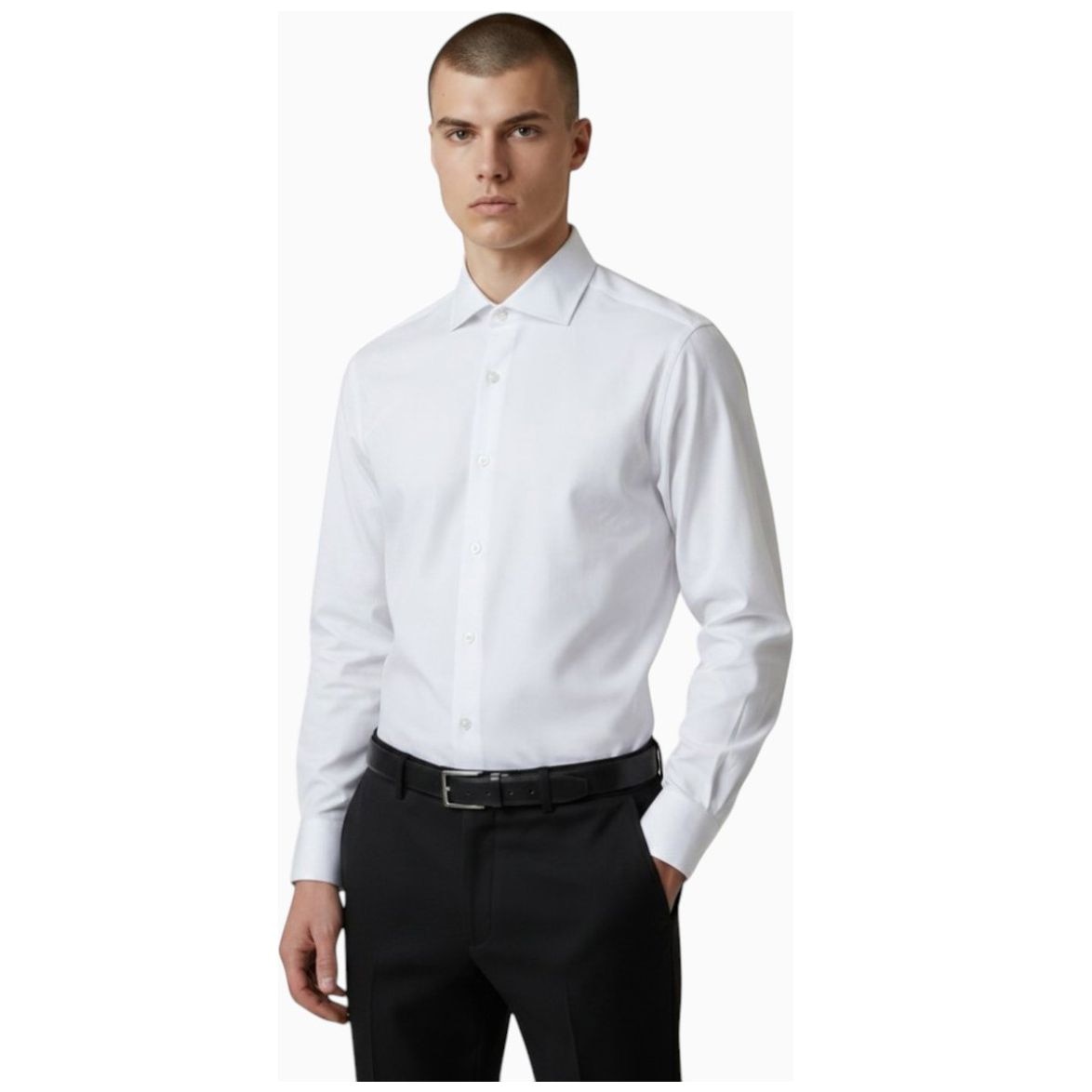 Camisa de Vestir Blanca Dnky Manga Larga para Hombre