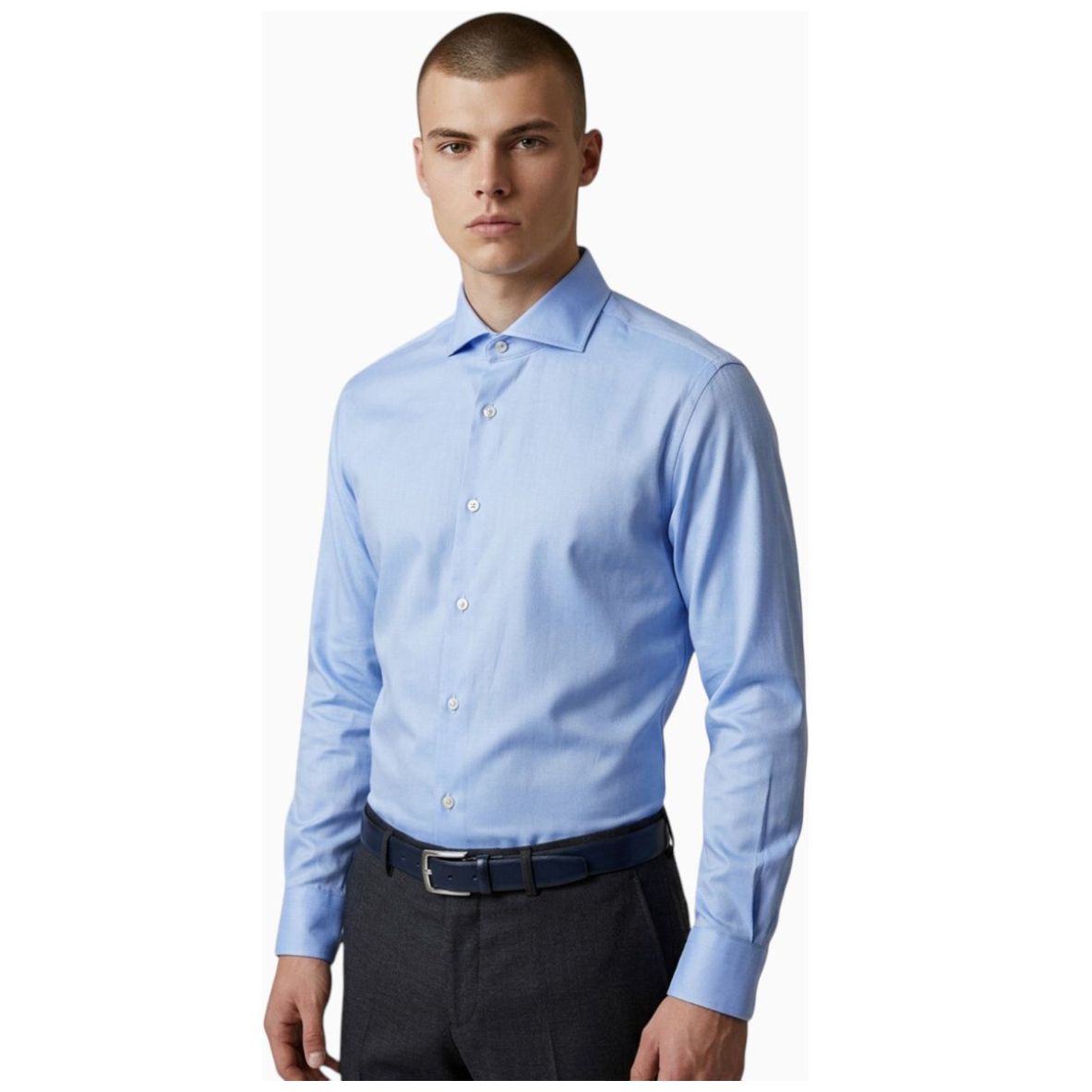 Camisa de Vestir Azul Dnky Manga Larga para Hombre