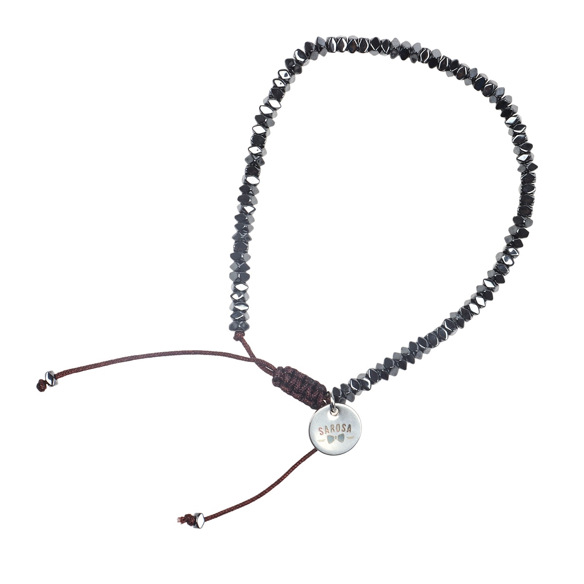 Pulsera de Cuentas Negras Ajustable Sarosa para Hombre