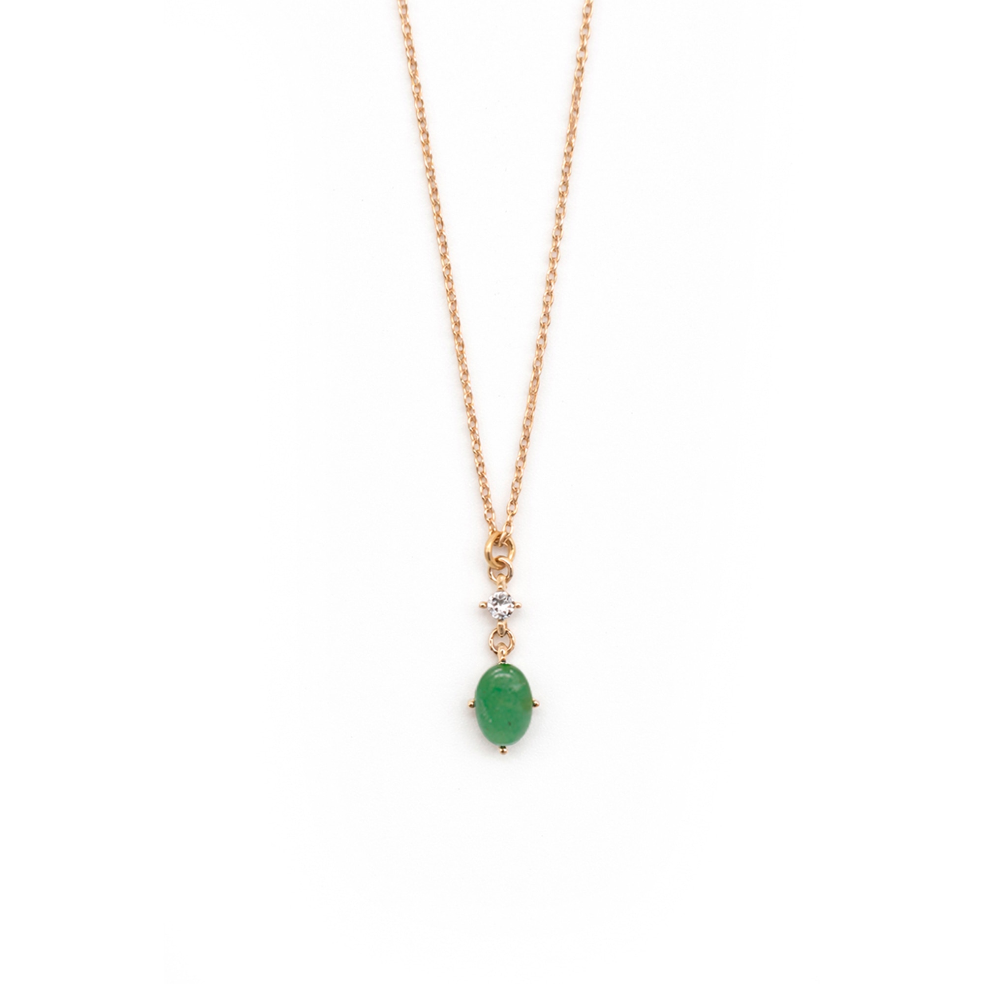 Dije en Acabado Dorado con Piedra Natural Aventurine Y Cristal Emanuel Ungaro
