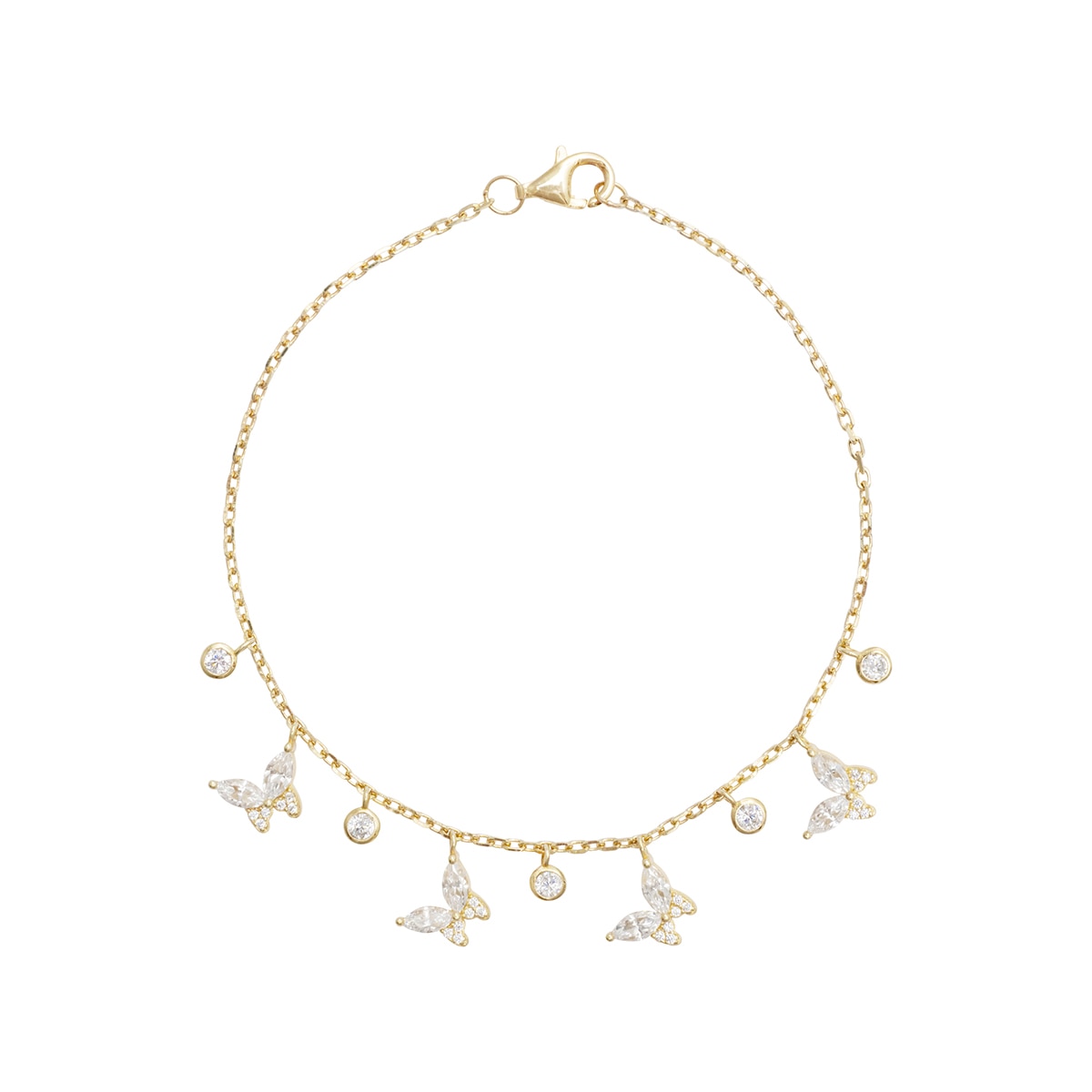 Pulsera con Charms de Mariposa en Plata .925 con Acabado Dorado Westies