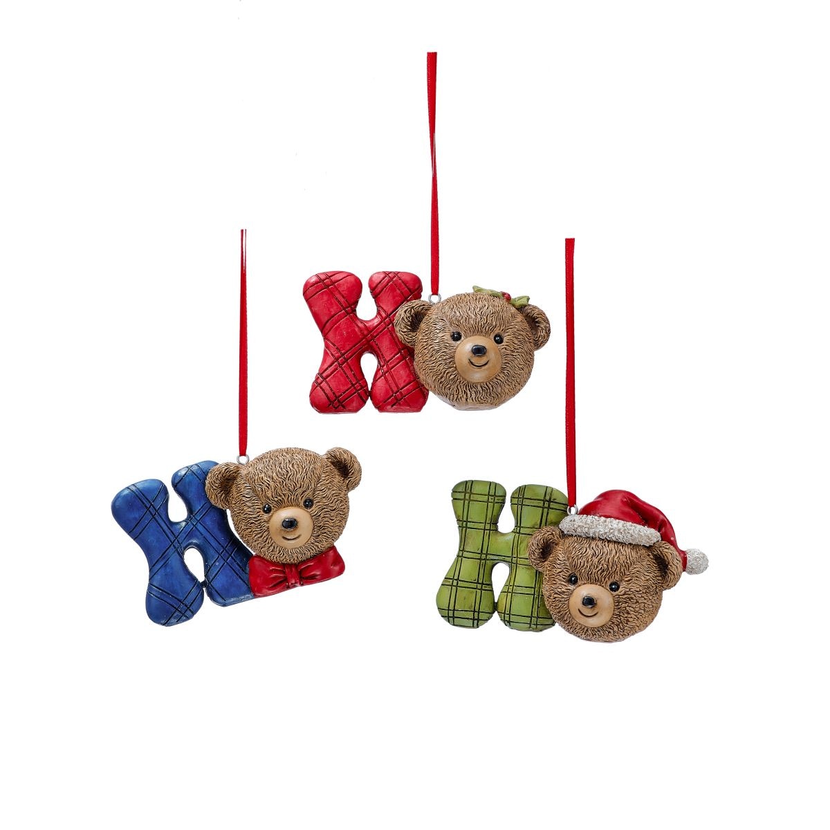 Adorno de Oso Ho Ho Ho de Resina Surtido 3/ast Regency
